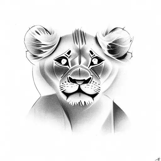 Lioness With Two Little Lions