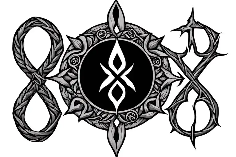 Nordic Symbols Rune Circle And Vegvisor Yggdrasil