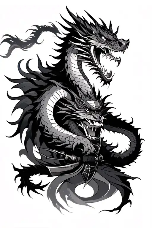 Japanese Dragon Samurai Demon