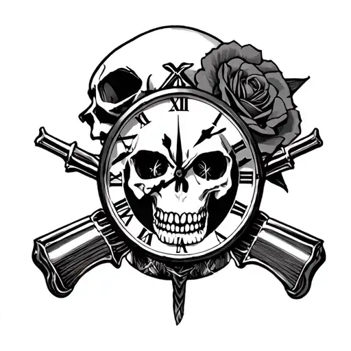 Guns N Roses Cross Skull Clock