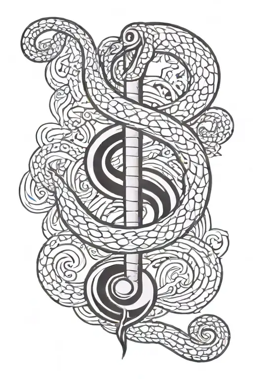 Medical Caduceus Snake And Treble Clef