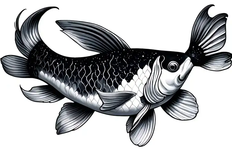 Stellar Astronomy Themed Koi Fish Tattoo Design