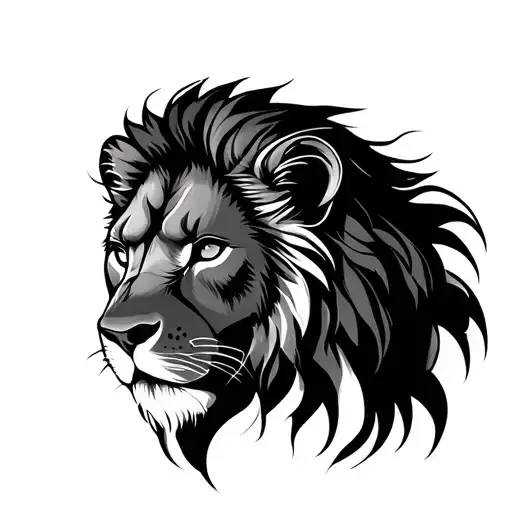 Female Lion Head On Chest