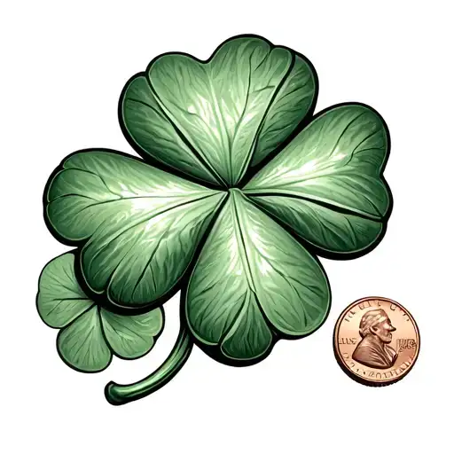 Four Leaf Clover And A Lucky Penny