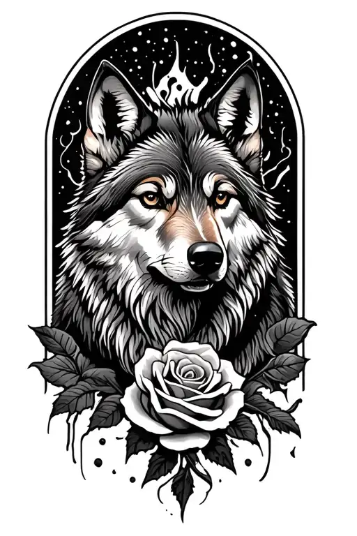 Wolf With A Rose
