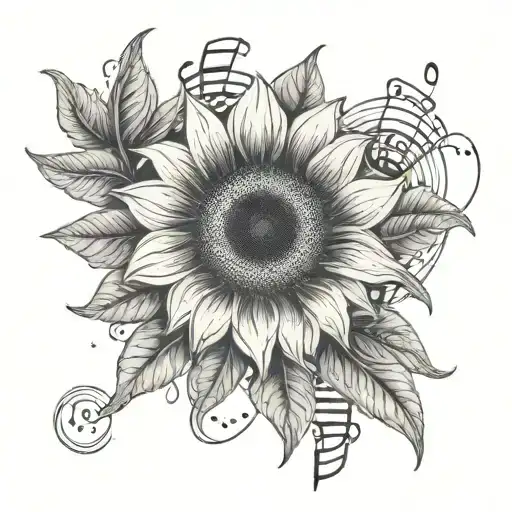 Sunflower With Musical Notes