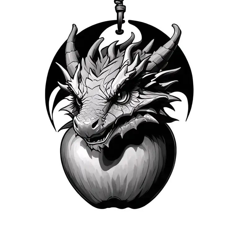 Cute Dragon With Apple Hanging