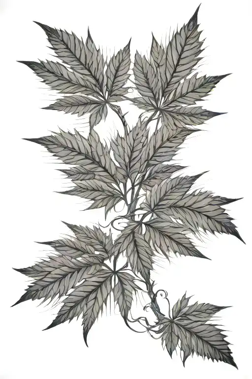 Marijuana Leaves Sunset Over Lake