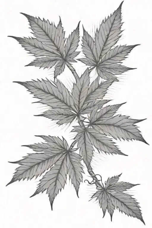 Marijuana Leaves Sunset Over Lake