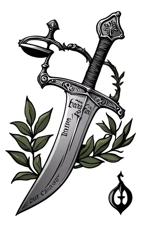 Crusader Sword With A Scale On The Guard A Latin Phrase On The Blade And An Olive Branch Around It