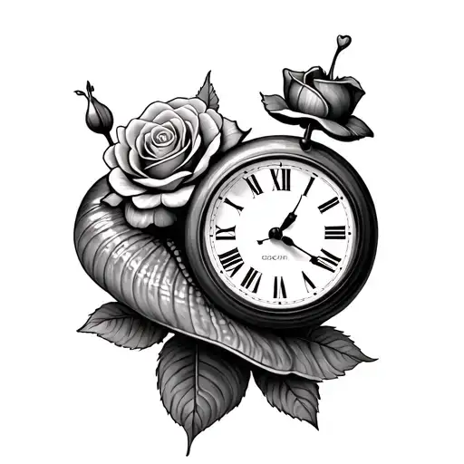 Snail Clock And Roses