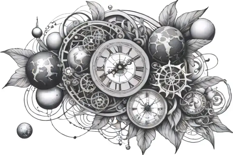 Solar System With Clock Mechanism Intertwined