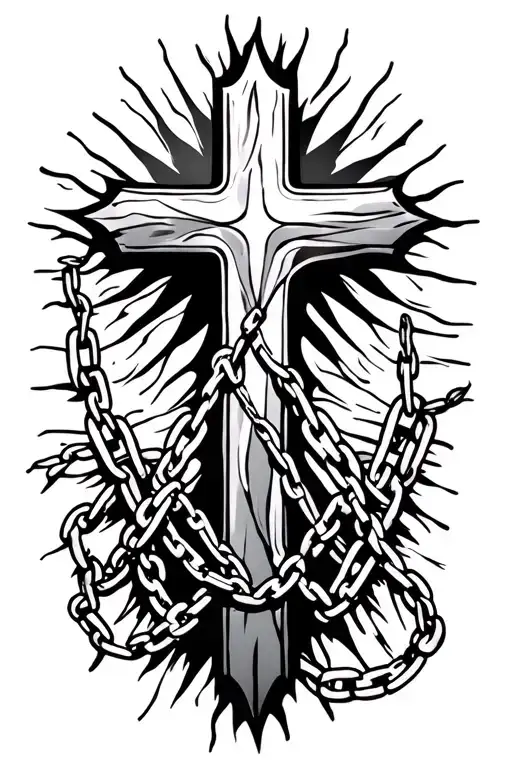 Abstract Cross With Chains Ans Sun