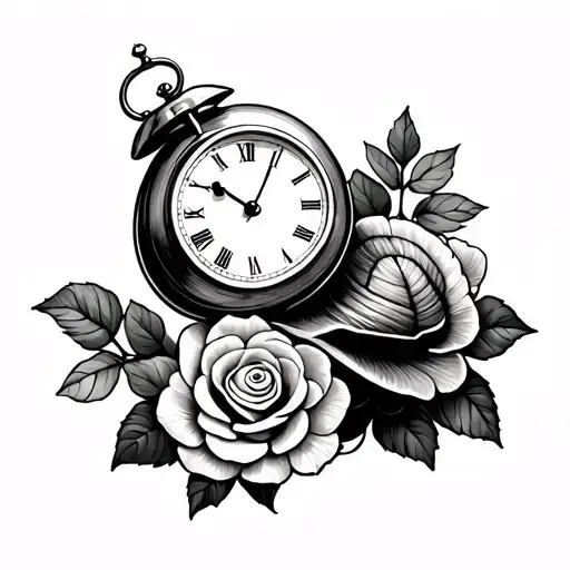 Snail With Clock And Roses