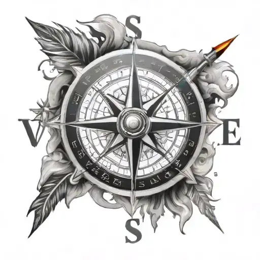 Compass Surrounded By Various