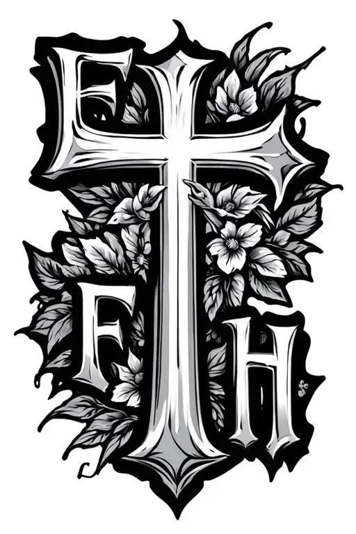 Word Faith In Shape Of A Cross Made