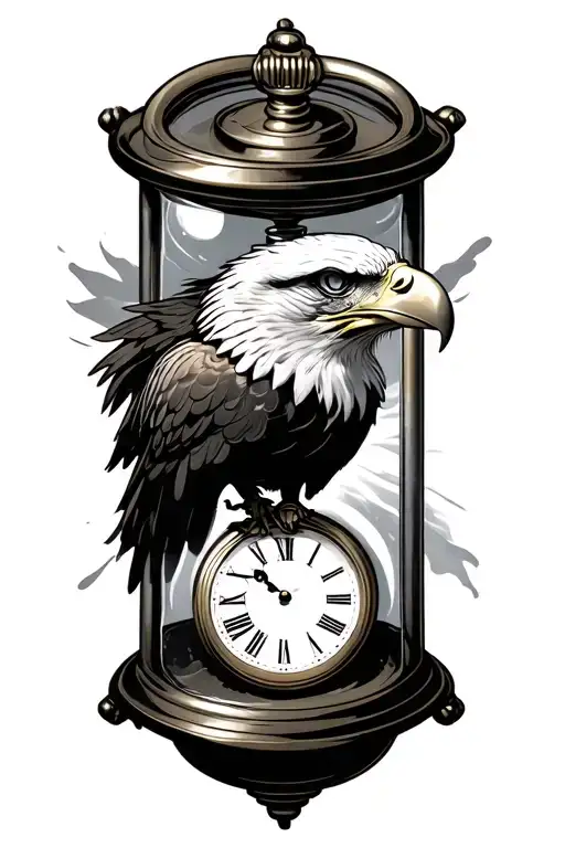 Eagle Pocket Watch Hour Glass With Floating Numbers