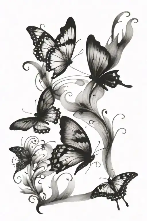 Three Butterflies Flying