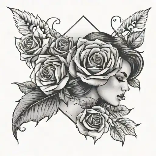 Tattoo Model With Secret Love And Roses As Password