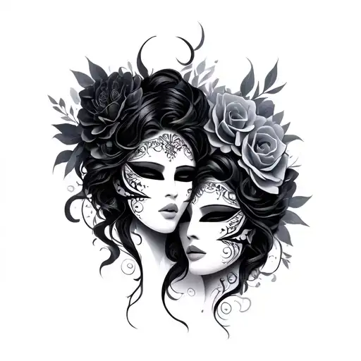 Two Masks Dark Feminine
