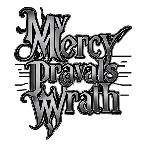 My Mercy Pravails Over My Wrath Text With The Word And Lines Above And Below It