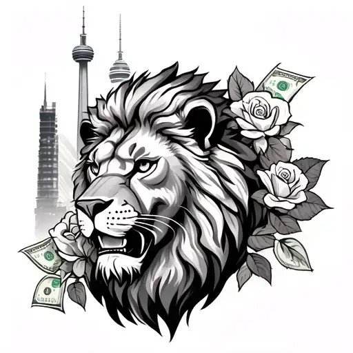 Lion And Money Rose And Cn Tower