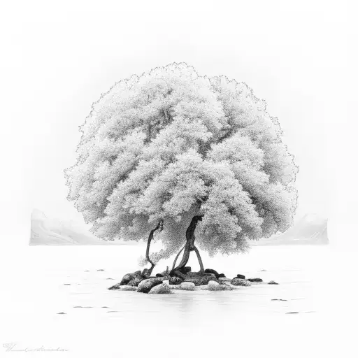 Walnut Tree By Calm Flowing River