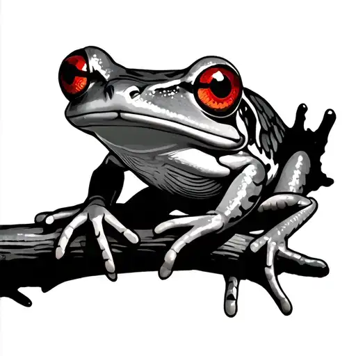 Tree Frog With Red Eyes On A Branch