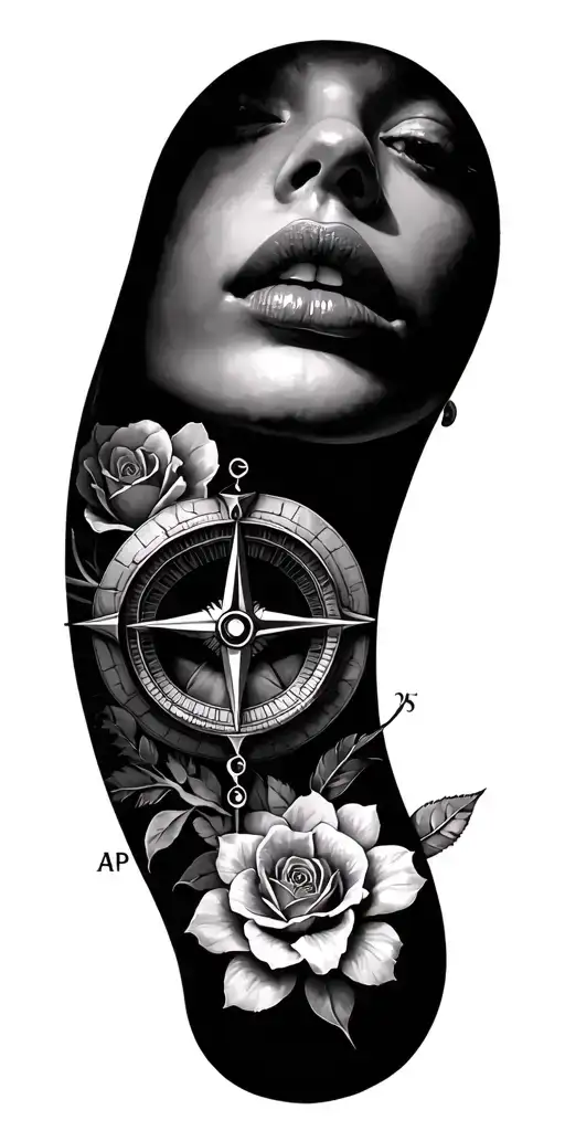 April 25 1999 Beach Compass Roses Girl Lips