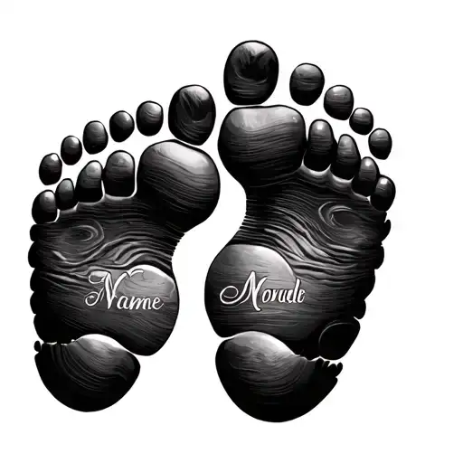 Footprints In The Form Of A Heart With The Name Of My 2 Children To The Sides