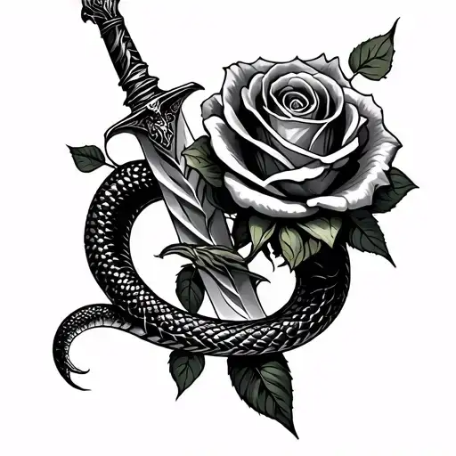 Snake A Dagger An A Rose
