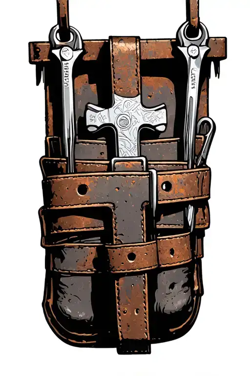 Tool Belt Hanging On Rusty Nail Cross
