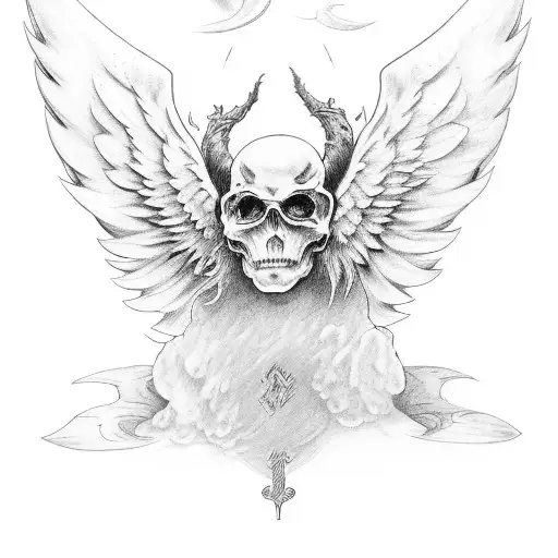 Angel And Evil Wings With The Phrase Audentis Fortuna Iuvat