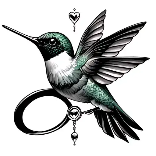 Hummingbird And Infinity Sign Heart Jewel
