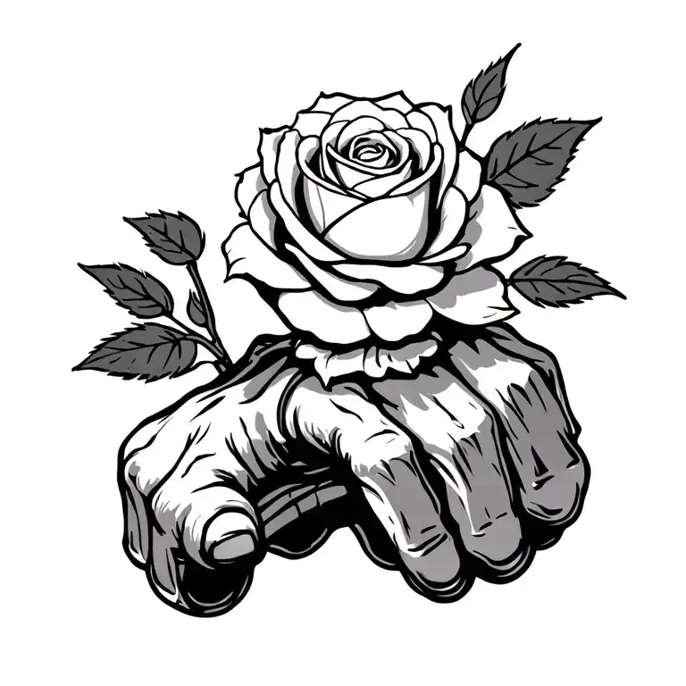 Gauntlet Holding A Rose