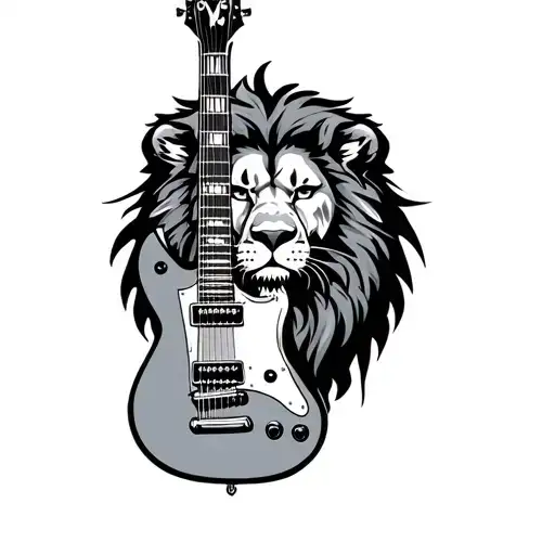 Electric Guitar With A Lion