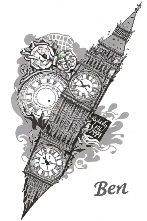 Big Ben Clock Tower With Big Ben Text Written