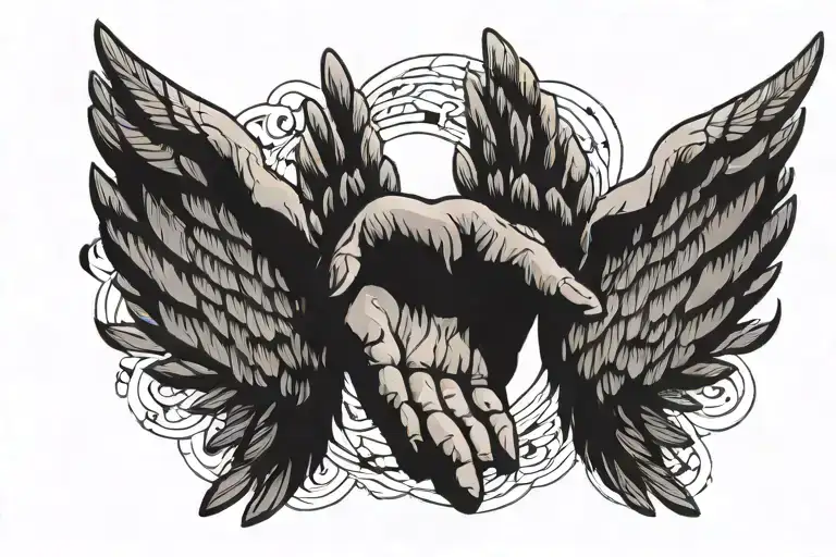 Handprint With Angel Wing Spread