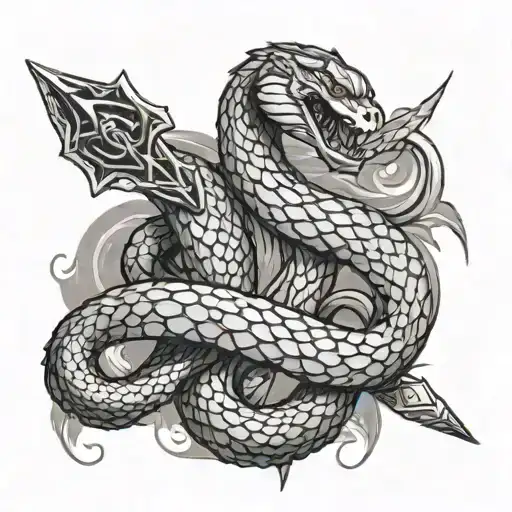 Two Snakes Around The Sword