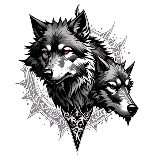 Vegvisir And Fenrir Viking Norse Wolf