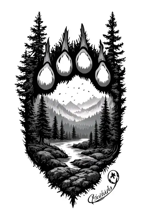 Dows Paw With Forest Landscape Inside Of It