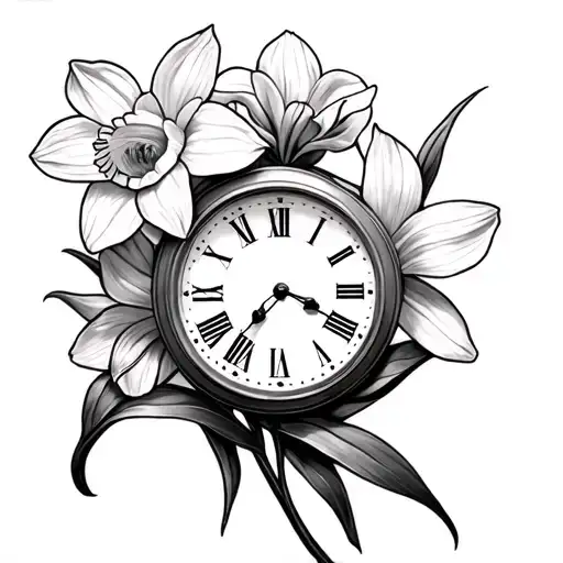 Clock And Daffodil