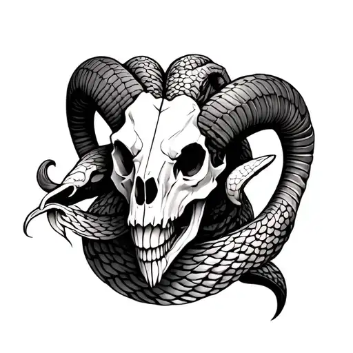 Serpent And Ram Skull Made