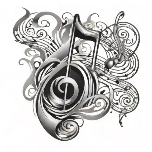 Broken And Beautiful Tattoo Design Incorporating Musical Notes