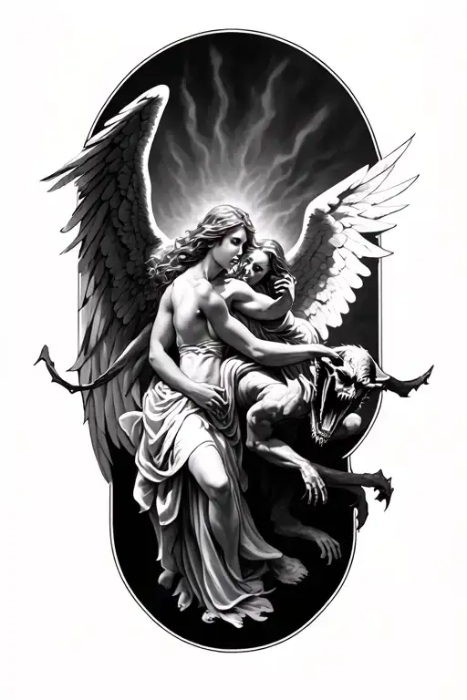 Angel Fighting Demons Engaged