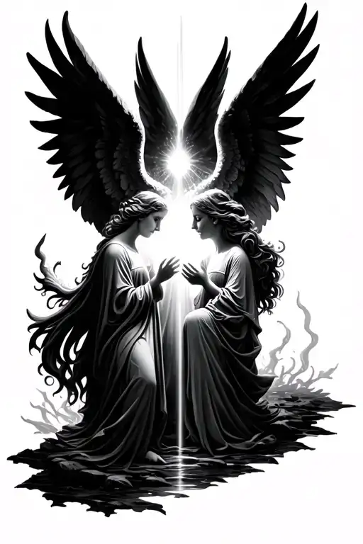 Two Angels Casting Light In The Darkness