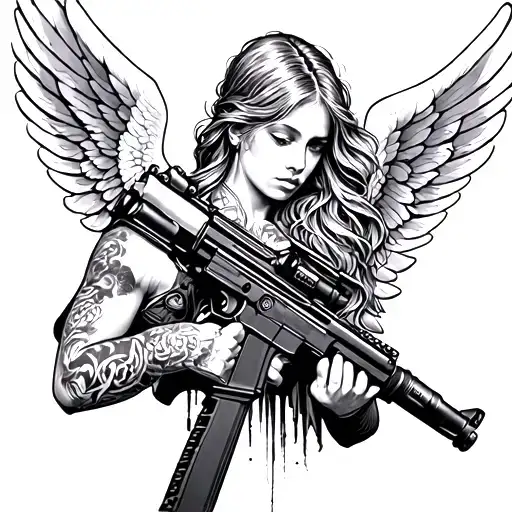 Angel With A Pkm Machine Gun
