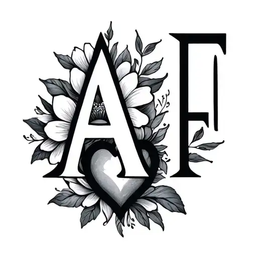 Initial A And F Mixed With A Flower Heart