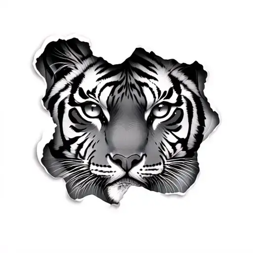 Tiger Eyes With Paper Rip