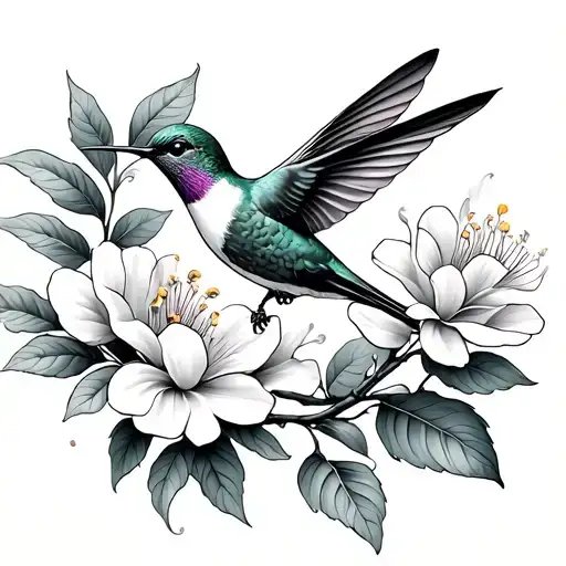 Hummingbird And Honeysuckle